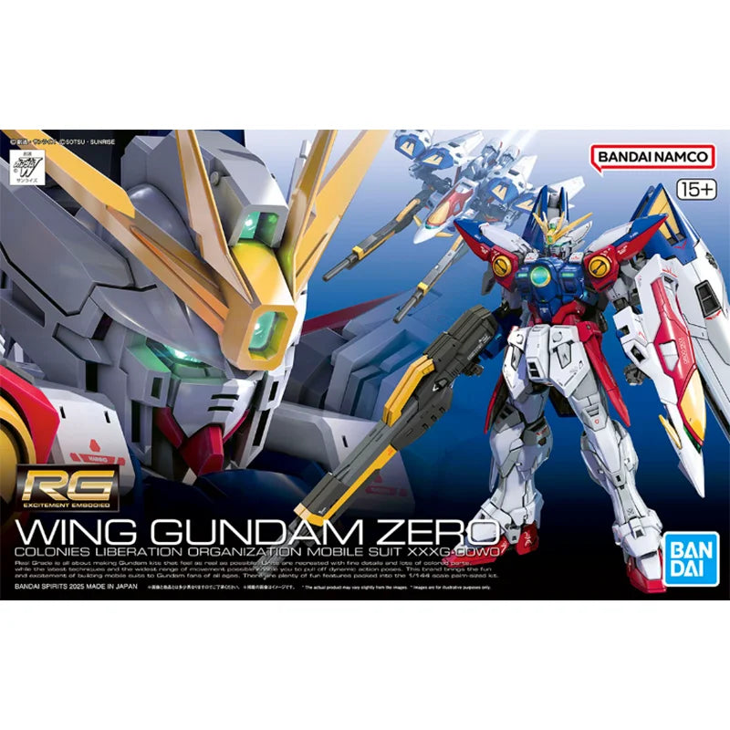 2026 Bandai RG 1/144 WING GUNDAM ZERO Model Kit Anime Action Fighter Assembly Desk Decoration Models Collection Toy Figure Gift