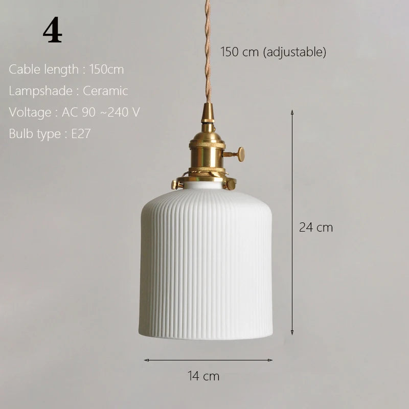 Japanese Ceramic Pendant Lights Scandinavian Light Luxury Pendant Lamp for Living Room Bedroom Dinning Room Kitchen Island
