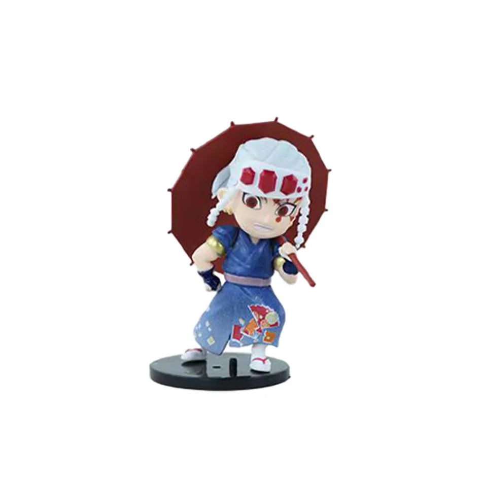 6pcs Q Version Demon Slayer Sitting Ghost Doll Tanjiro Nidouzi Inosuke Zenizu Toy Figural PVC Model Gift