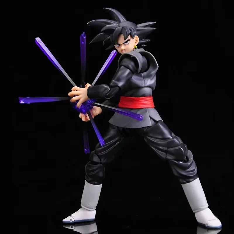 14cm Dragon Ball Black Goku Zamasu Anime Action Figure Super Saiyan Movie Version Dbz Model With Multiple Accessories Toys Gifts