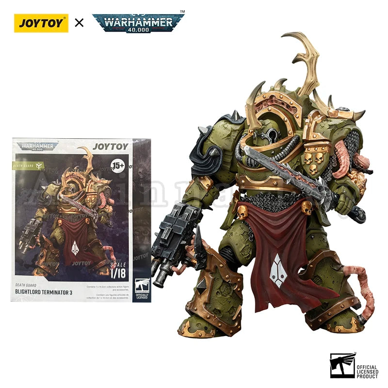 JOYTOY 1/18 Action Figure 40K Death Guard Blightlord Terminator and Plague Marine Icon bearer Anime Model Toy Gift