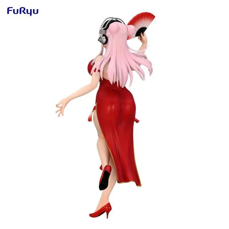 Genuine Original Furyu Super Sonico Trio Try It Figure Red China Dress Ver In Stock Anime Figure Model Collector Figurine Toys
