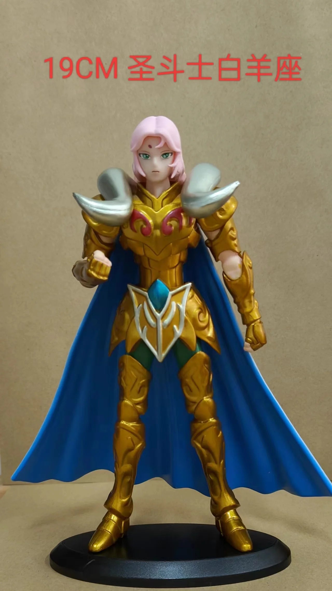 19CM Аниме Saint seiya Златна фигурка на Saint Овен Риби Козирог Водолей Поставка Анимационен модел Играчки Подаръци Колекция Декорация