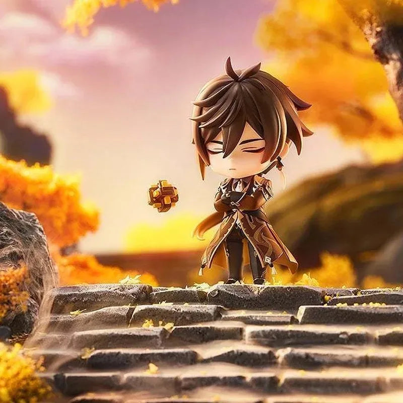 Original Box GSC In Stock Nendoroid Genshin impact Raiden Shogun Zhongli Traveler Anime Action Figure Model Toy Gift for Kids