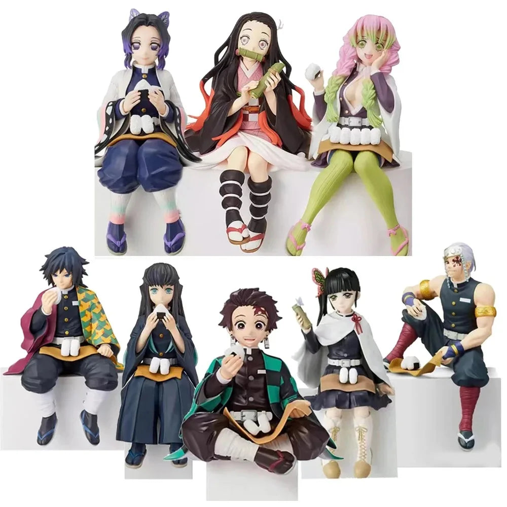 10-15cm Anime Demon Slayer Figur Kamado Tanjirou Nezuko Sitzhaltung Actionfigur PVC Modell Puppensammlung Spielzeug Geschenk Kinder