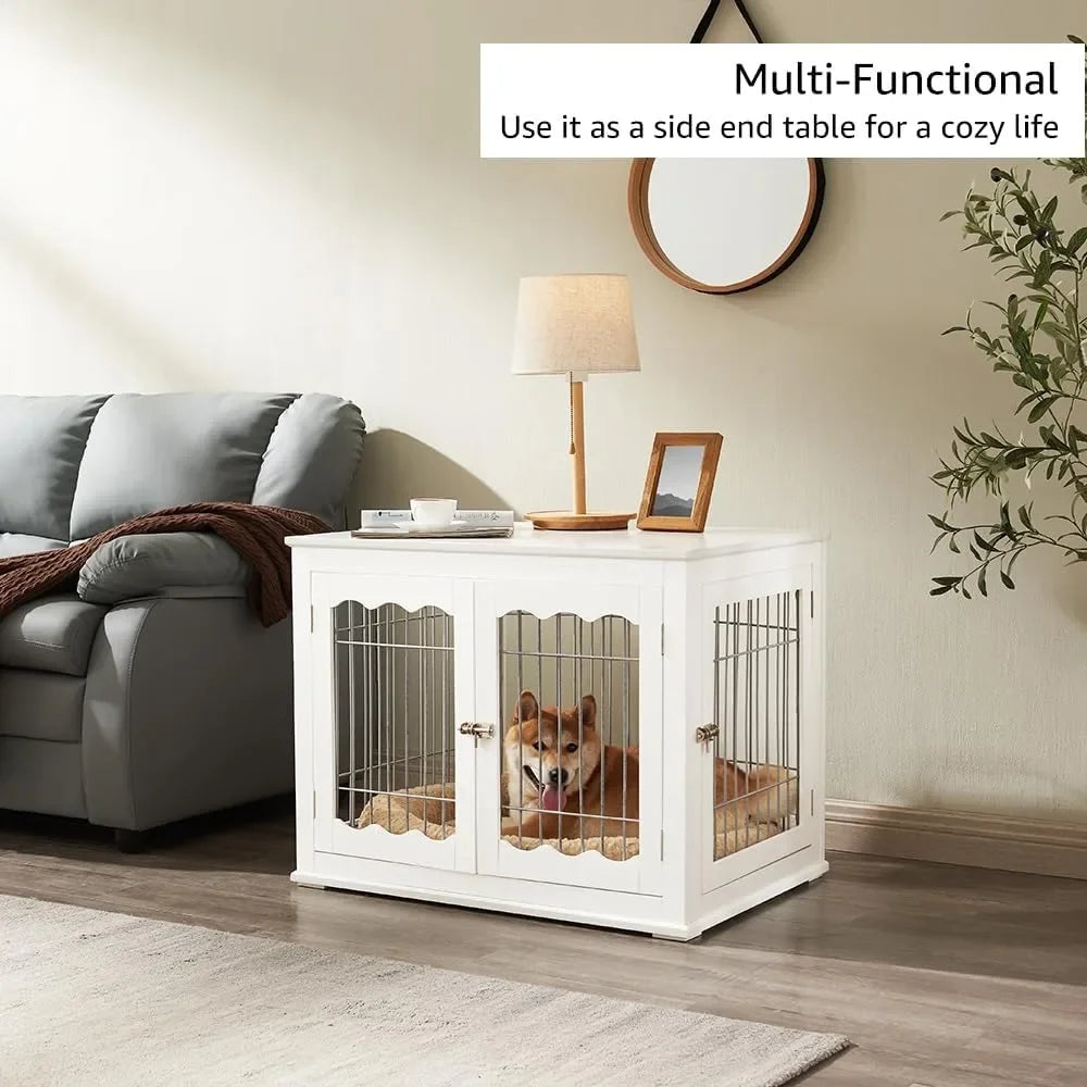 Furniture Style Dog Crate for Medium Dogs, Indoor Aesthetic Puppy Kennel with Wood & Wire Design