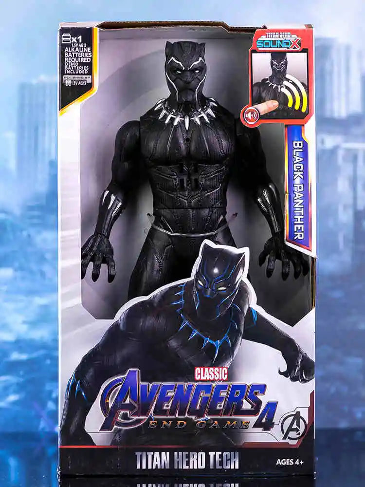 30cm Hot Marvel Avengers Toy Thanos Hulk Spiderman Iron Man Captain America Thor Black Panther With Sound And Light Action Toys