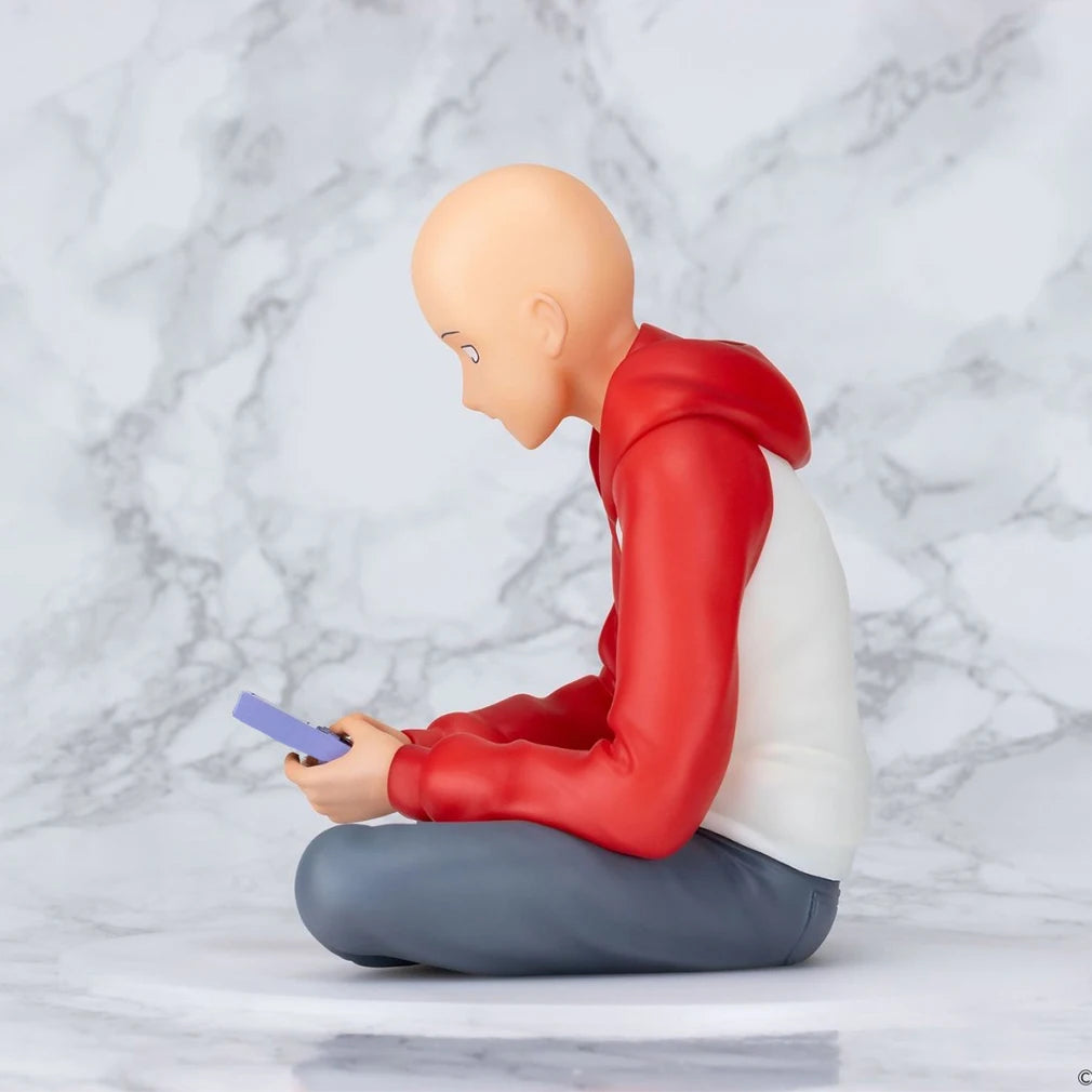 Anime figures Saitama saitama statue figure sitting pose pvc model saitama action figure noodle stopper ornaments birthday gifts