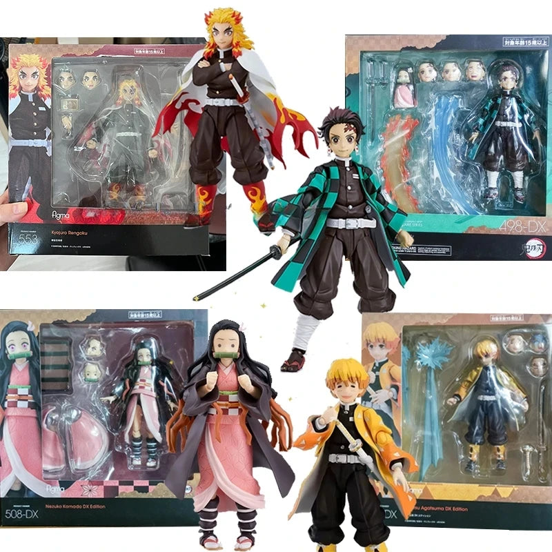 Demon Slayer Figures: Kyojuro Rengoku 553, Tanjiro Kamado 498, Nezuko Kamado 508, Zenitsu Agatsuma 522 — Anime Models, Desktop