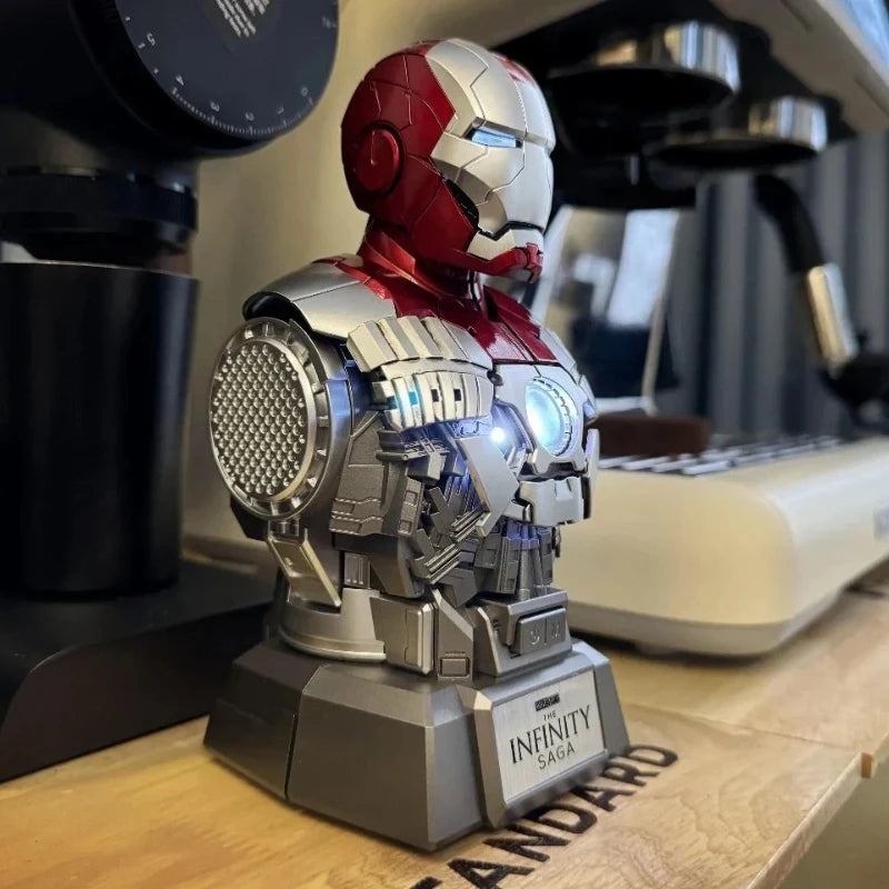 Marvel Iron Man MK5 Action Figure Bust Speaker Poseable Collectible with Bluetooth Cool Gadget Gift for Boys & Fans