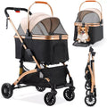 Hundebuggy 2 in 1 Kinderwagen Hundebox Transport Faltbarer Katzenbuggy, 360° verschleißfeste Gummiräder, mit Ablagekorb