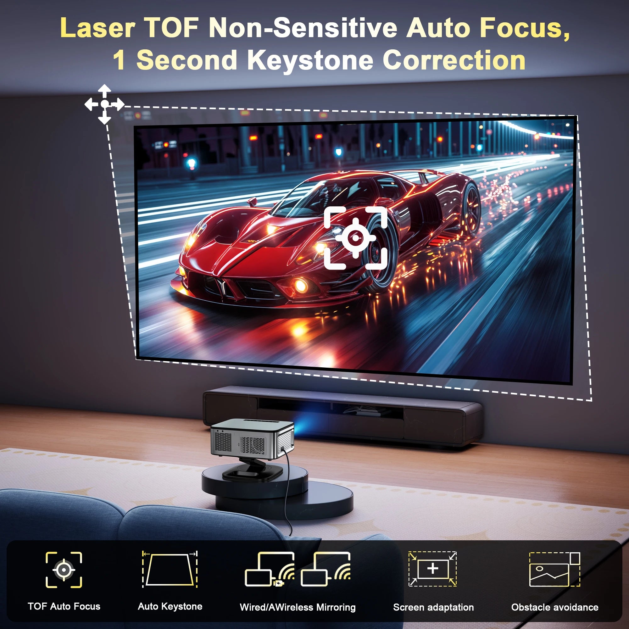 2025 Horlat 45000 Lumens 4K UHD Projector Laser TOF Focus Android 12 WiFi 1080P Full HD Home Theater Movie Projector for Netflix