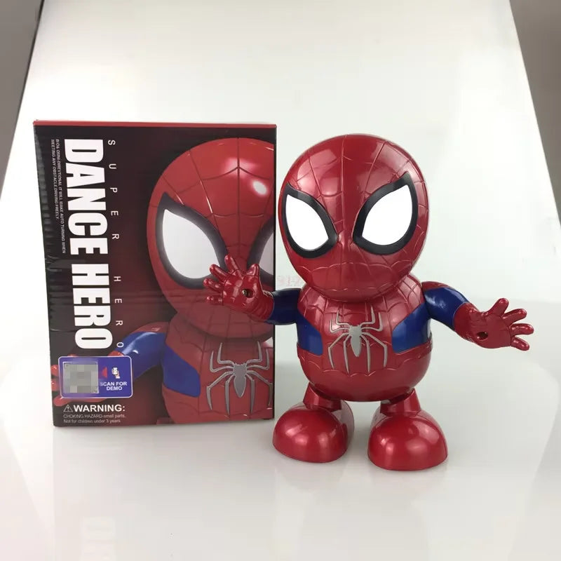 Marvel Iron Man LED Light Action Figure - Singing Dance Spiderman Robot Model Avengers Super Hero Doll for Kids Christmas Gift