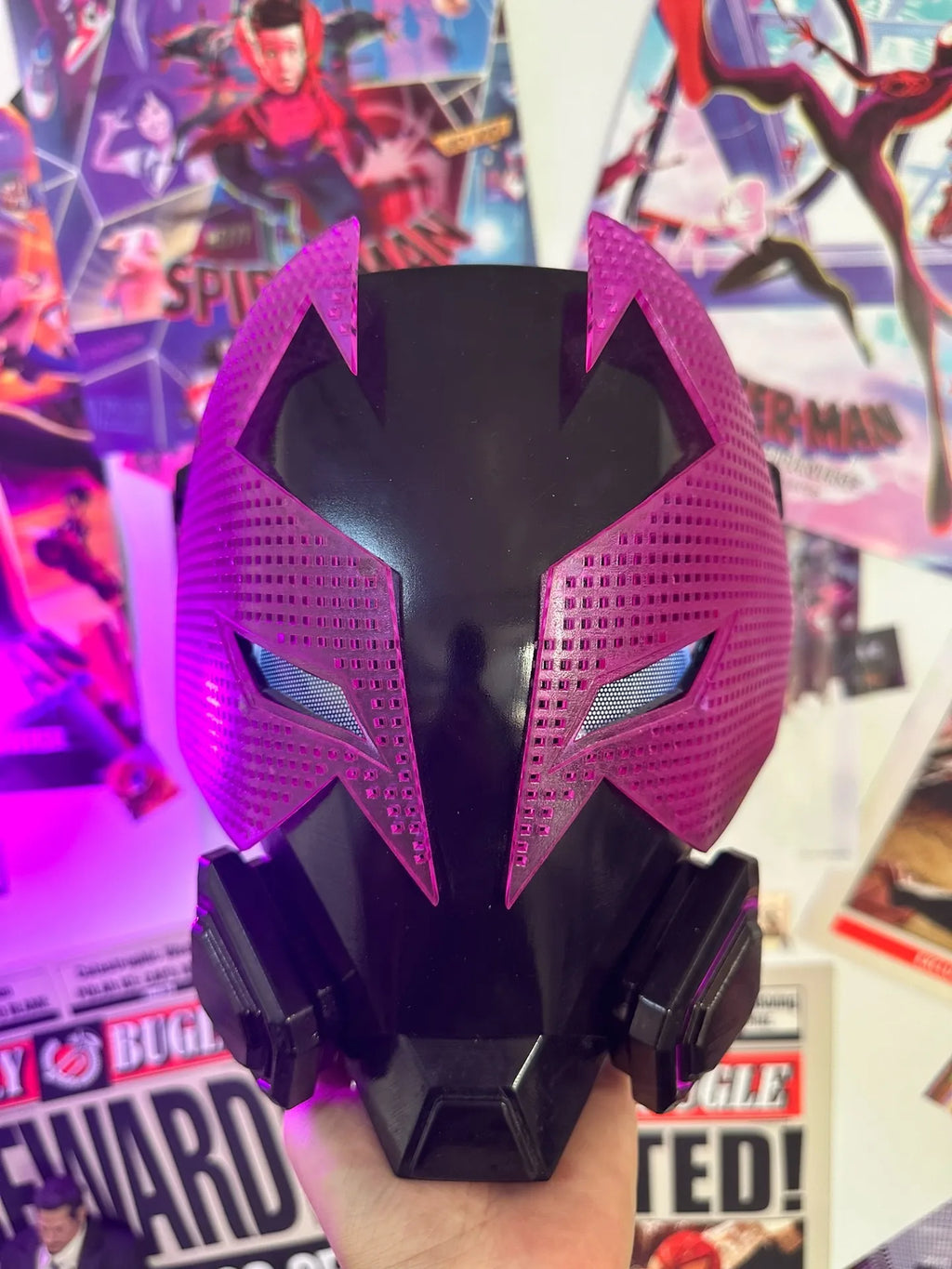 Earth-42 Miles Mask with Light Eyes Spider-Man: Across The Spider-Verse Prowler-Miles Cos Masks Halloween Cosplay Helmet Gift