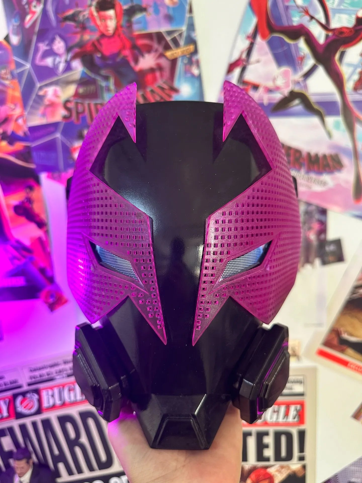 Earth-42 Miles Mask with Light Eyes Spider-Man: Across The Spider-Verse Prowler-Miles Cos Masks Halloween Cosplay Helmet Gift