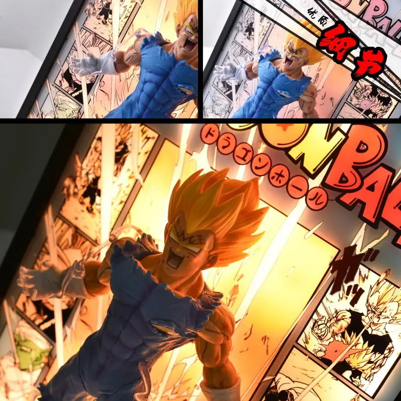 Dragon Ball Action Figures Vegeta 3D Stereo Decor Lamp Painting Goku Poster Anime Figures Creative Stereo Painting Birthday Gift