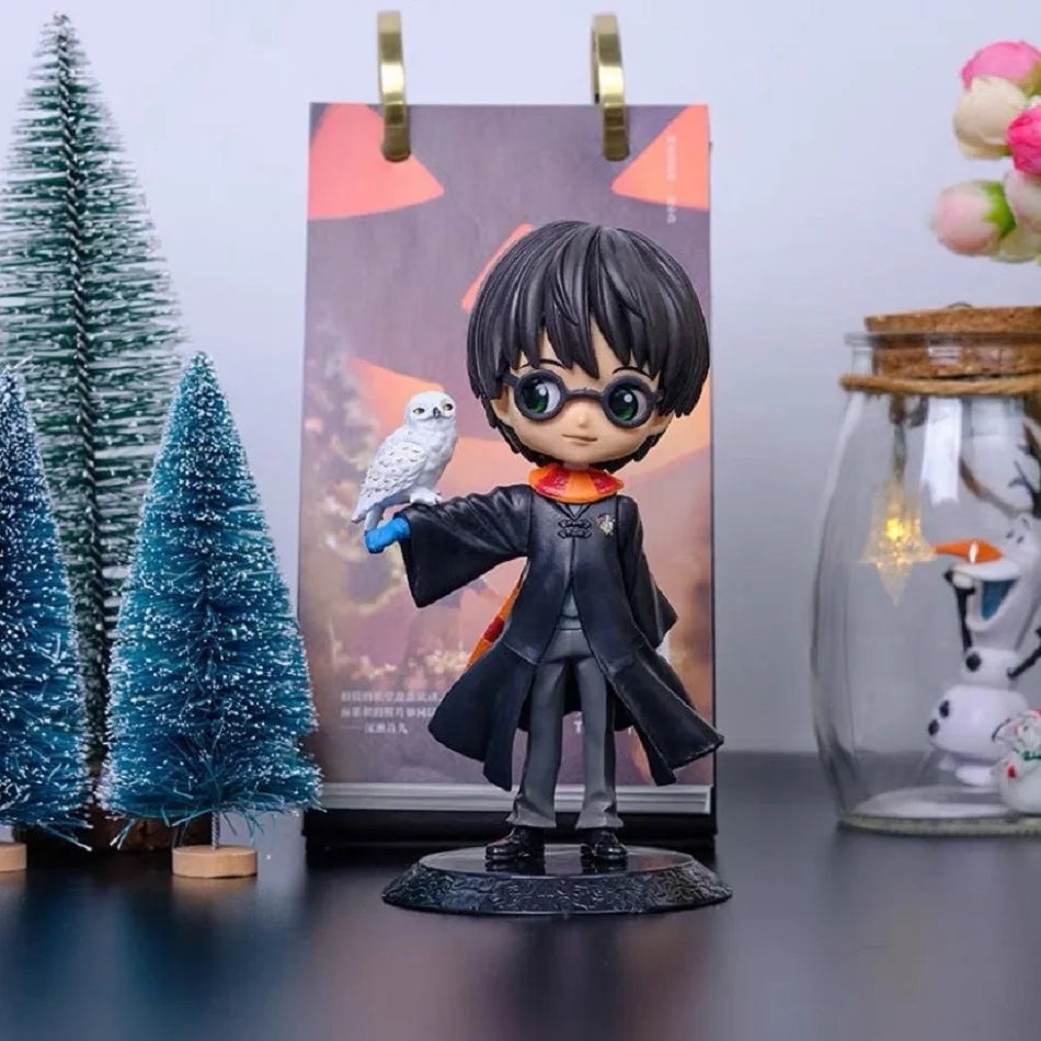 1-7pcs New Hot Harri Potter Cartoon Characters Action Figures Q Version Desktop ornament model quentes presente Kids' Toys Gift