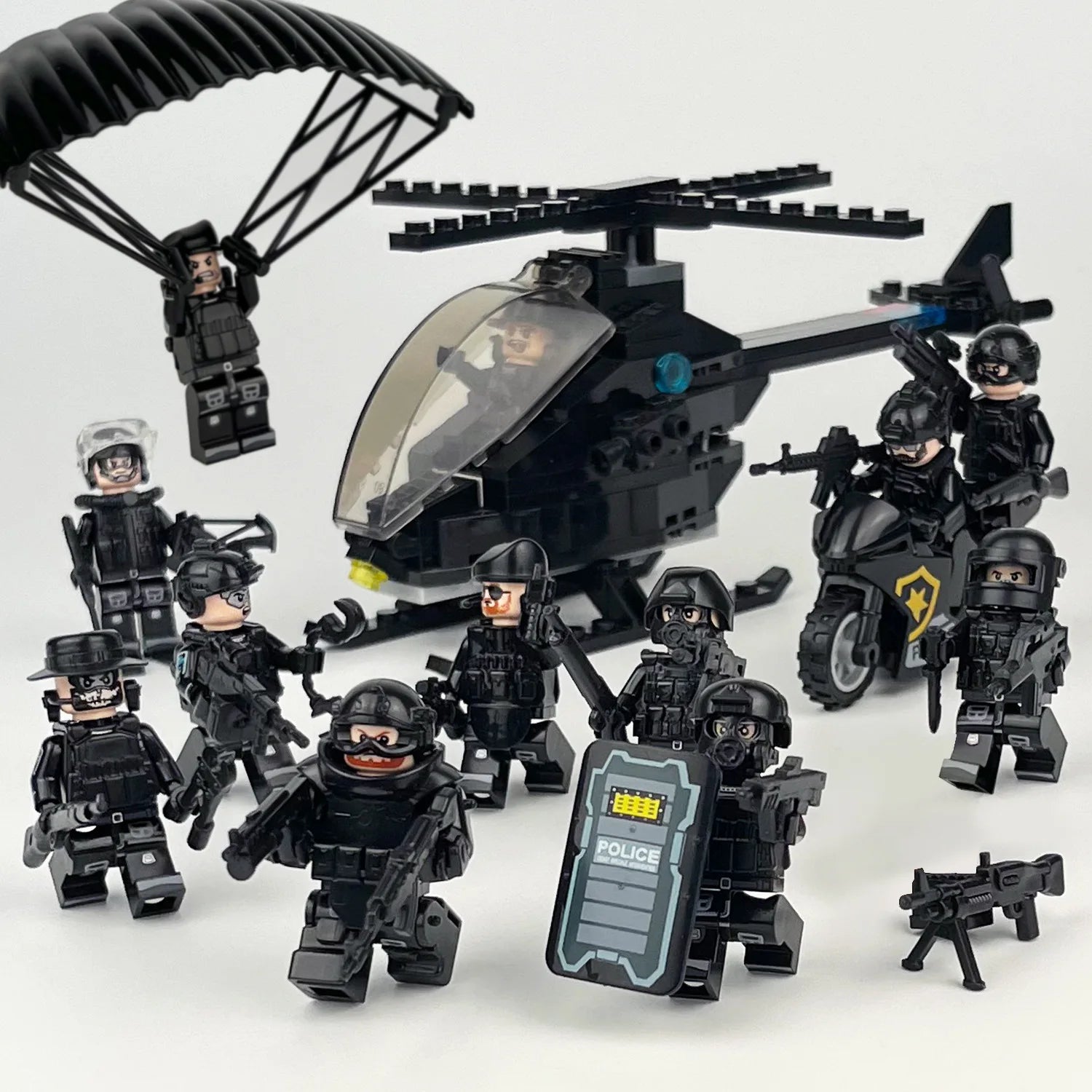 Shield ghost swat humanoid dolls, building blocks, digital action figures assembled toys reptile children's educational toys