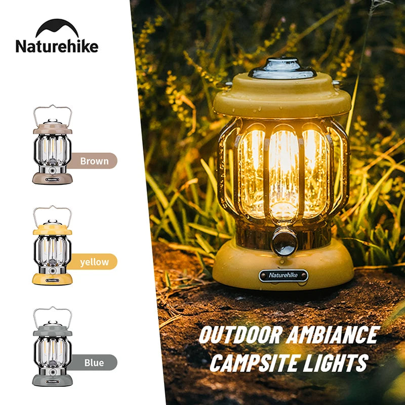 Naturehike 2025 Нов фенер за къмпинг, водоустойчив, висящ, висококачествен, за външен монтаж, ултралеки LED светлини за пътуване и туризъм
