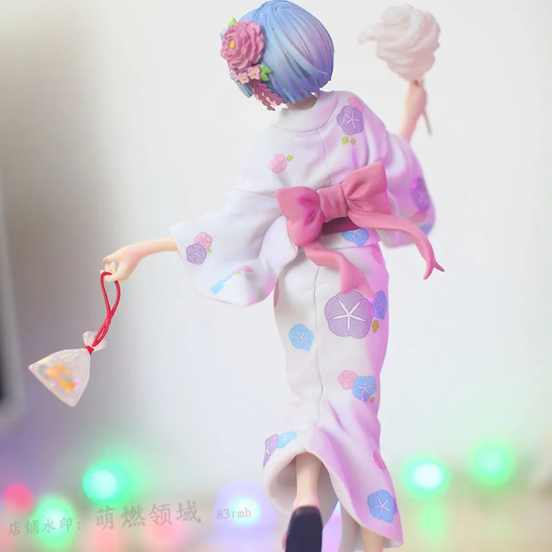 【Premium Version】23cm Re:Zero−Starting Life In Another World-Rem In Yukata(Summer Kimono)Anime Figure Model Desktop decoration
