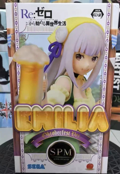 Original Anime Re:Zero Starting Life in Another World Ram Emilia Oktoberfest Ver. Action Figure Desktop Ornaments Model