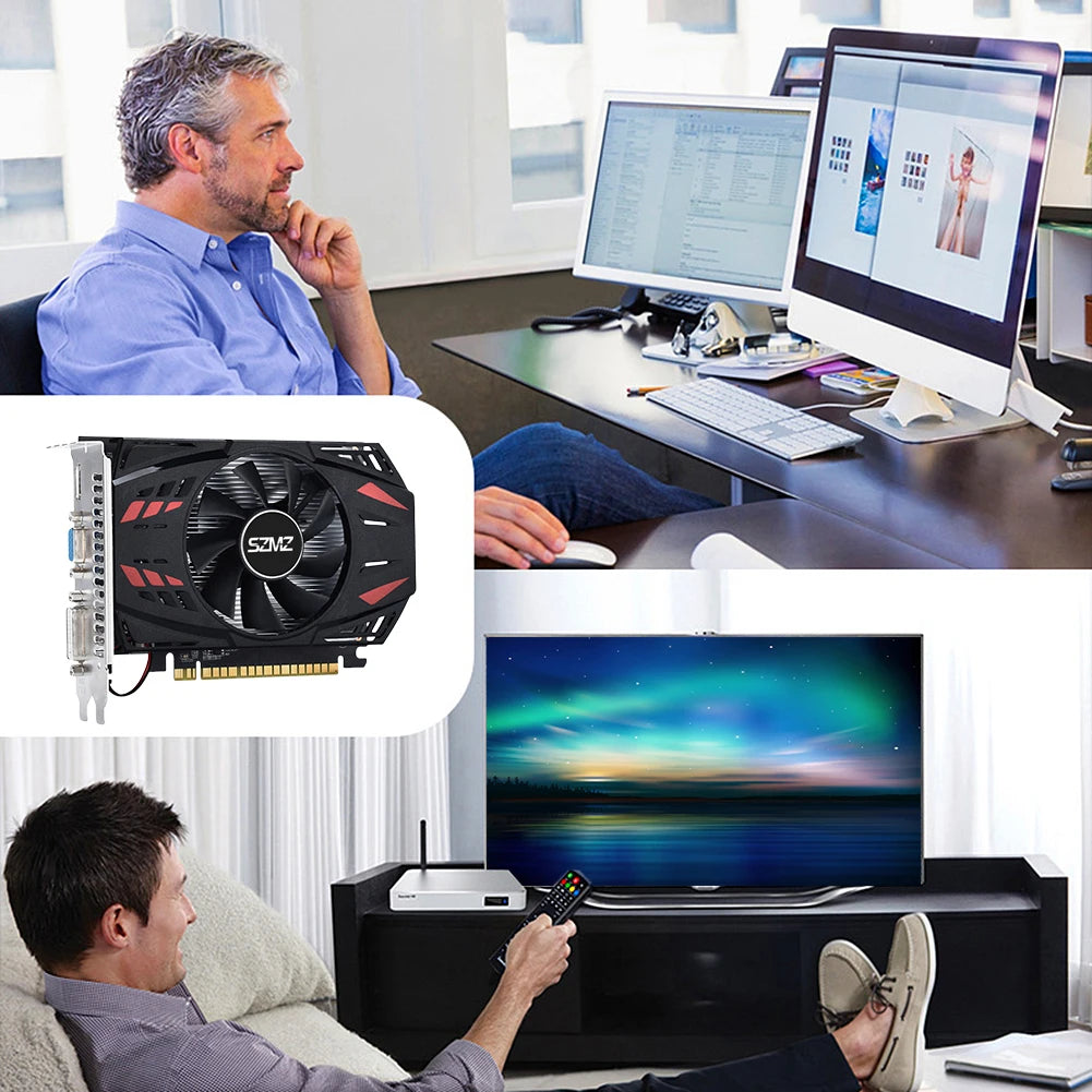 GT730 Desktop-Grafikkarte HD + VGA + DVI DDR3 4 GB Computergrafikkarten PCI-E2.016X Gaming-Grafikkarte 128 Bit mit Lüfter