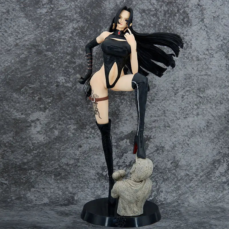 One Piece Boa Hancock Anime Figure Garage Kit Empress Toy Model with Leather Jacket Computer Case Ornament Collectible Gift
