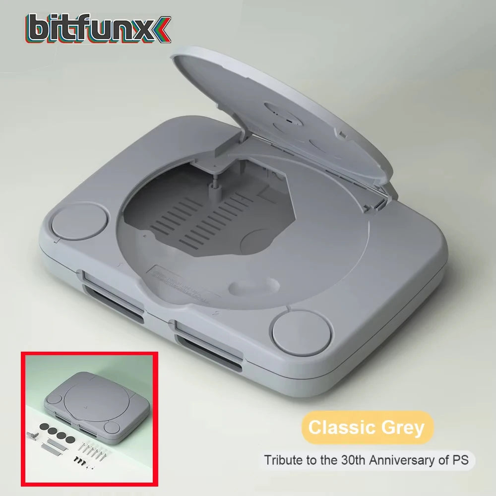 BitFunx Classic Grey ABS Replacement Shell Housing Case with Mounting Accessories For PS One Game Console