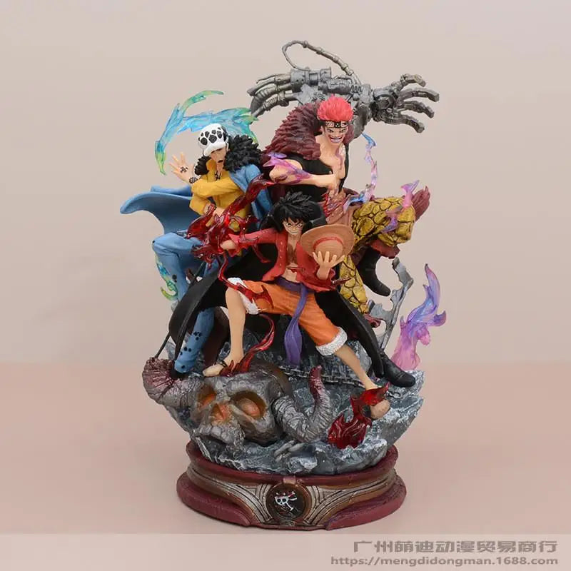 Статуя на One Piece Lx Three Captains - Wano Arc Luffy, Kid &amp; Law Gk Model, аниме колекционерски подарък
