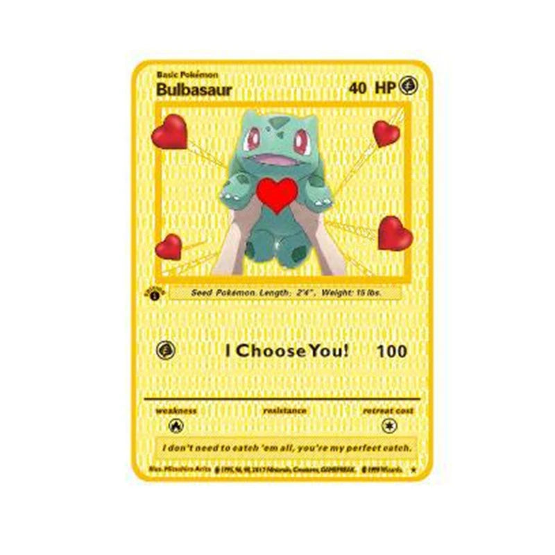 Metal Pokemon Cards Letters Golden Charizard Eevee Shiny Iron Pokémon Vmax EX Letters Game Pikachu Christmas Birthday Kids Toys