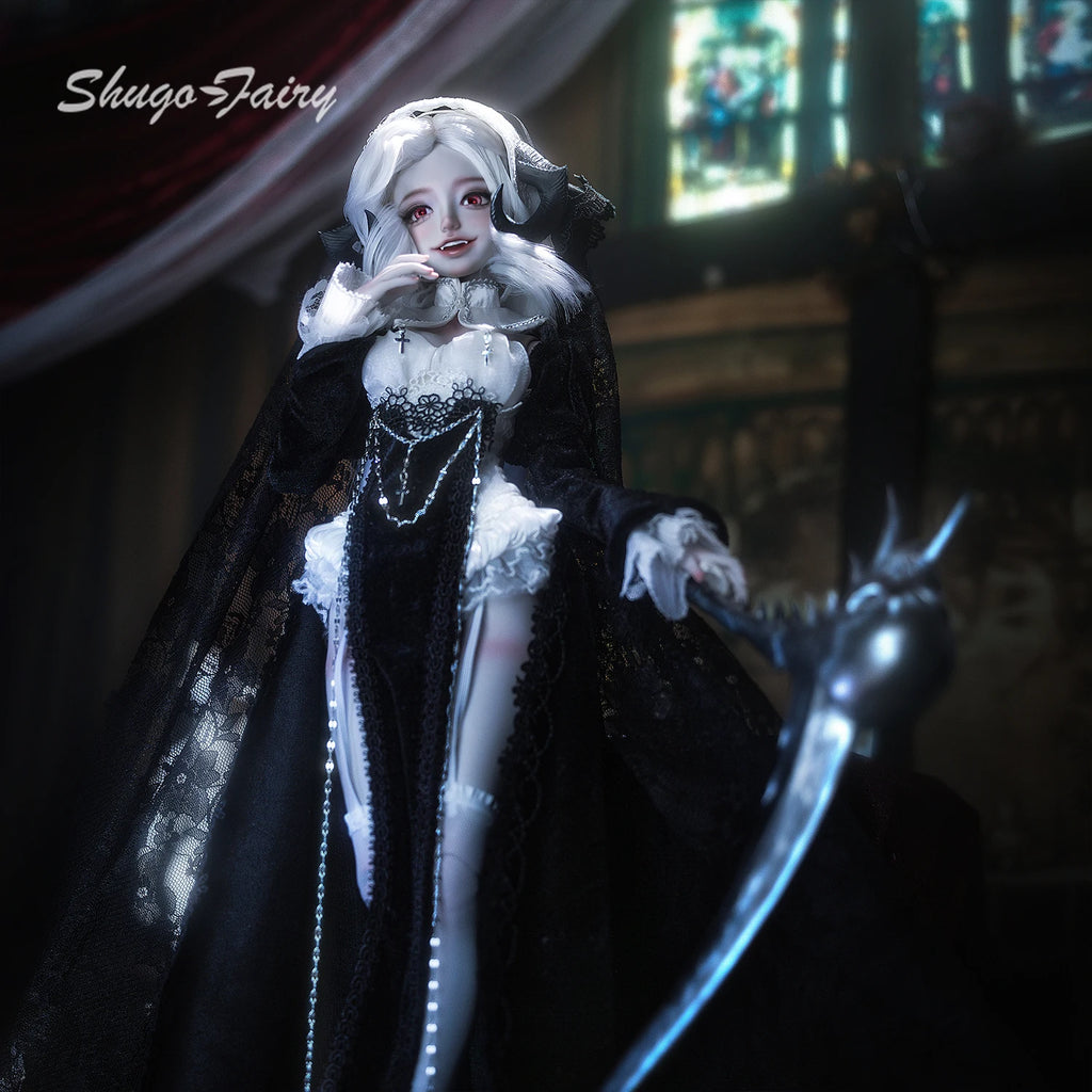BJD Doll 1/4 Cassandra Fullset C Bariy Big Chest Body Demon Goat Horn Nun Satanic Evil Theme Resin Figure Shugafairy