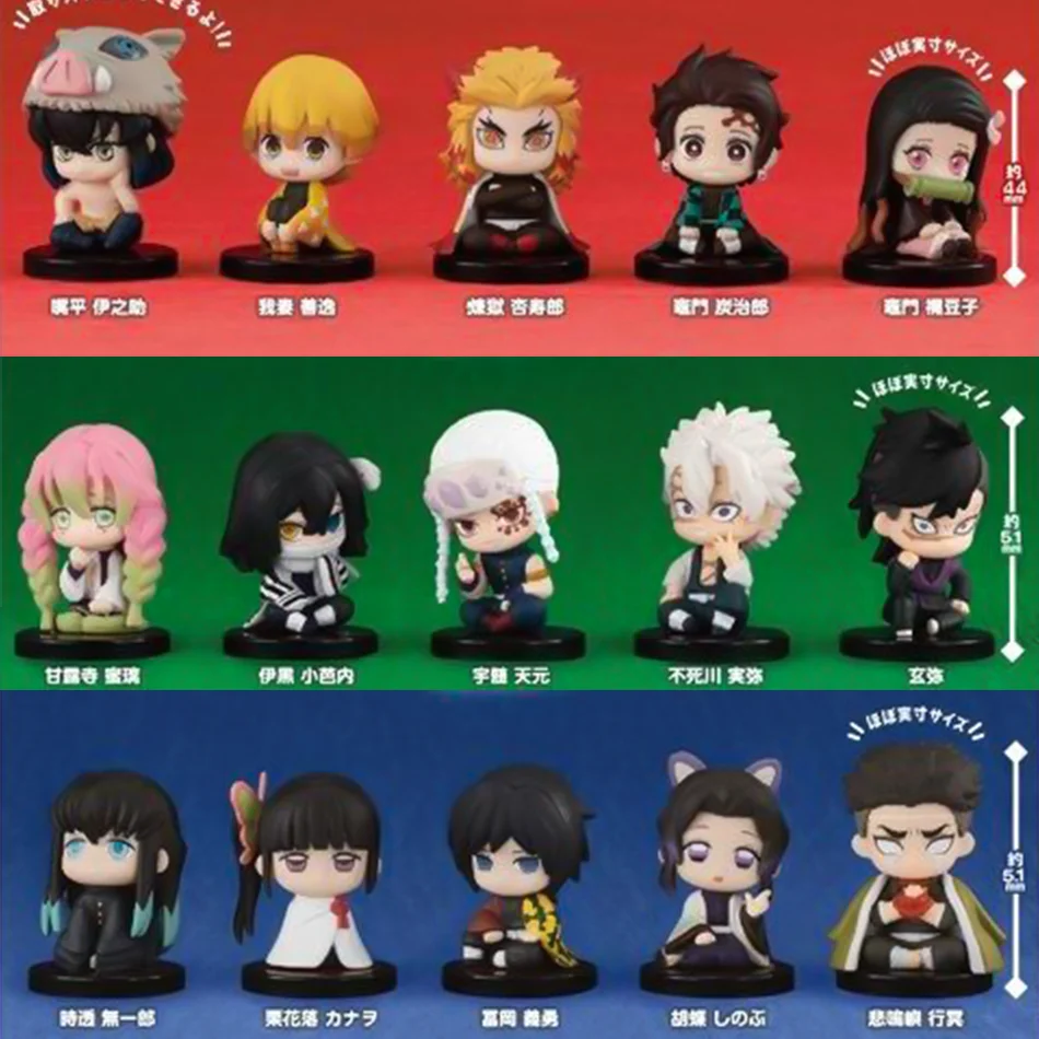 Demon Slayer Figure Toy Anime Kimetsu No Yaiba Q Version Sitting Tanjiro Nidouzi Inosuke Zenizu PVC Figurine Model Doll Gifts