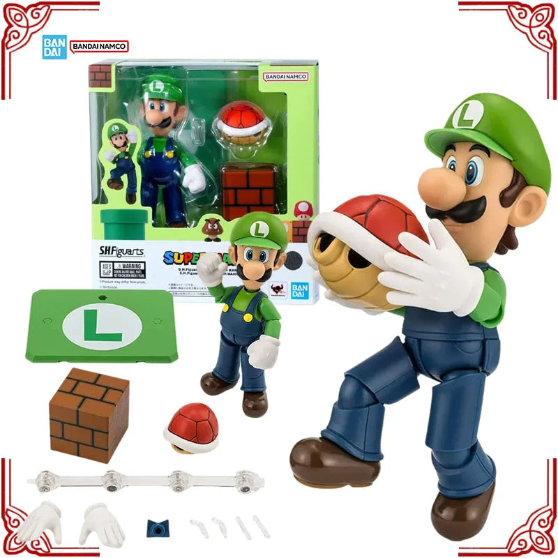 In Stock Genuine Bandai Super Mario Model Kit SHF Luigi Anime Action Figure Collection Finished Model Boys Toys Birthday Gifts