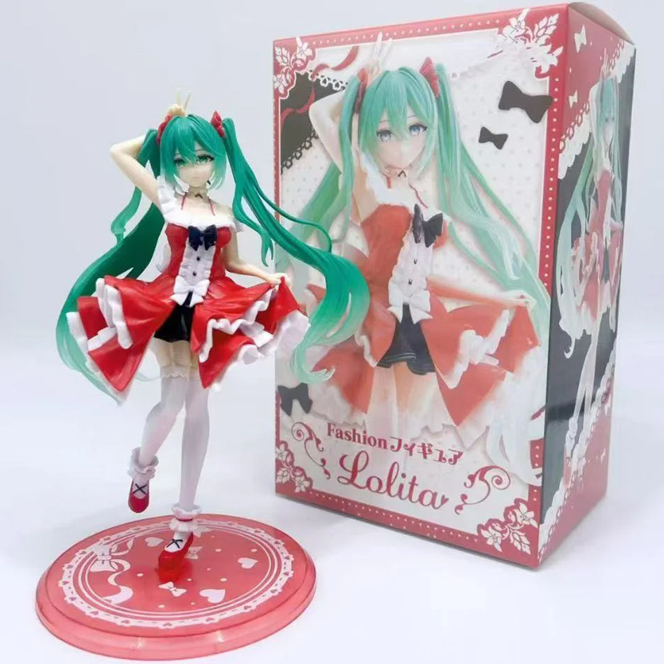 New 20cm Anime Hatsune Miku Figure Sexy Character Ornaments white pink chair Kawaii Car Decoration Collectible Model gift