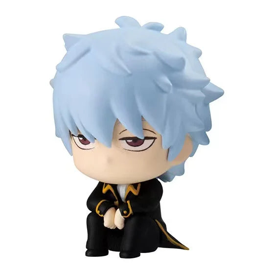In Stock BANDAI Gintama Action Figures Model Sakata Gintoki Hijikata Toushirou Okita Sougo Gashapon Sitting Series02 Original