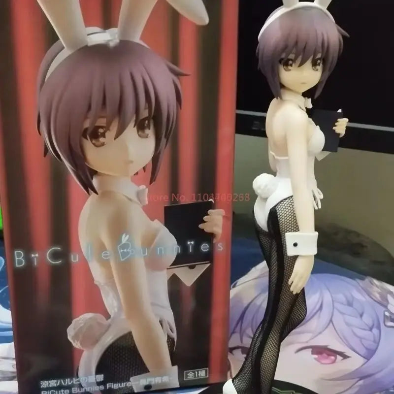 Original Bicute Bunny The Melancholy Of Suzumiya Haruhi Asahina Mikuru Nagato Yuki Bunny Girls Action Figure 27cm Pvc Model Toys