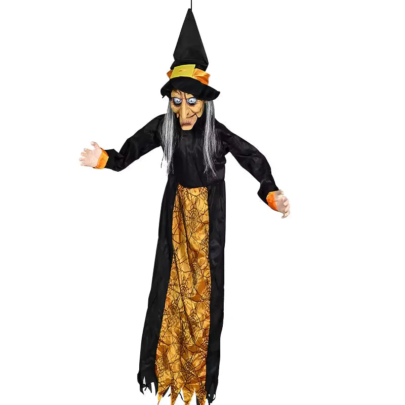 2025 Hot Halloween Decor Talking Witch Outdoor Spooky Animatronic Witch Decor Prop Red Eye Animated Witch Home Festival Decor