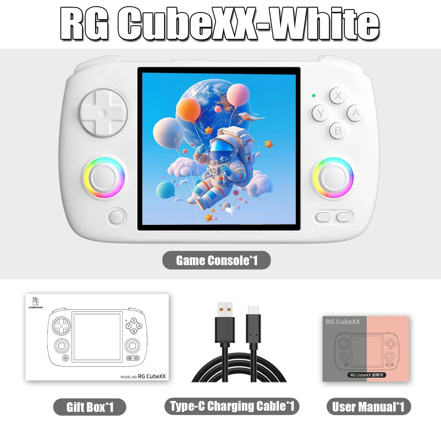 ANBERNIC RG CubeXX portable Handheld Games Console 3.95 Inch IPS Screen Linux System 5G WiFi BT RGB Joystick Lighting PSP game