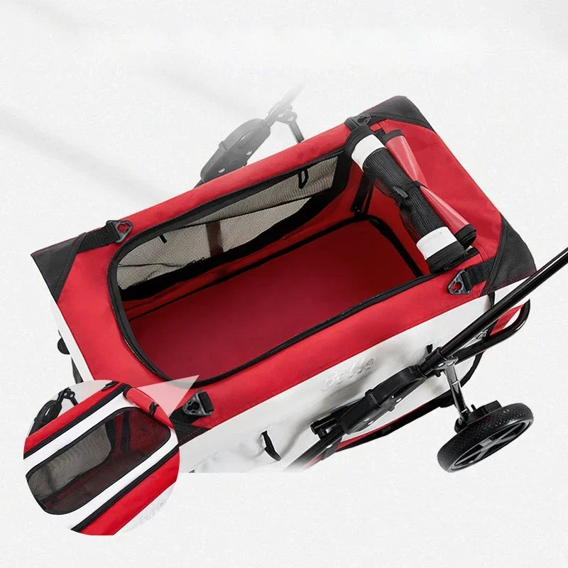 4-wheels Cat Stroller Pet Carrier Strolling Foldable Dog Stroller With Removable Liner