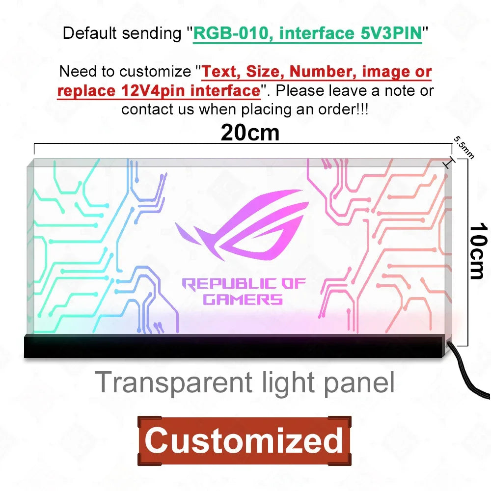 ICY MOD Transparent Acrylic ARGB Luminescent Board Customized VGA Side Decorative Panel PC Case Appearance MOD Computer Gamer