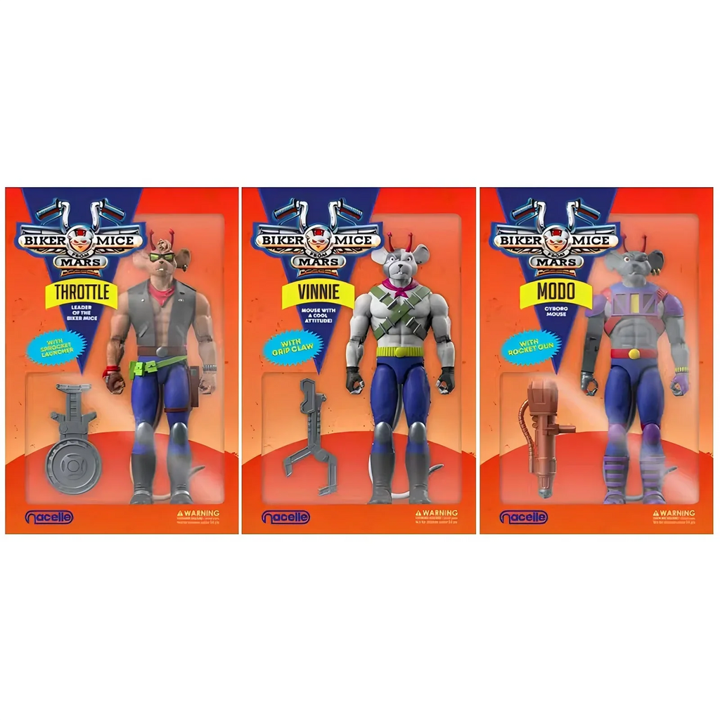 In Stock Biker Mice From Mars Anime Figure 1:12 16cm Throttle Vinnie Modo Three Person Set Action Figure Toys Kid Christmas Gift