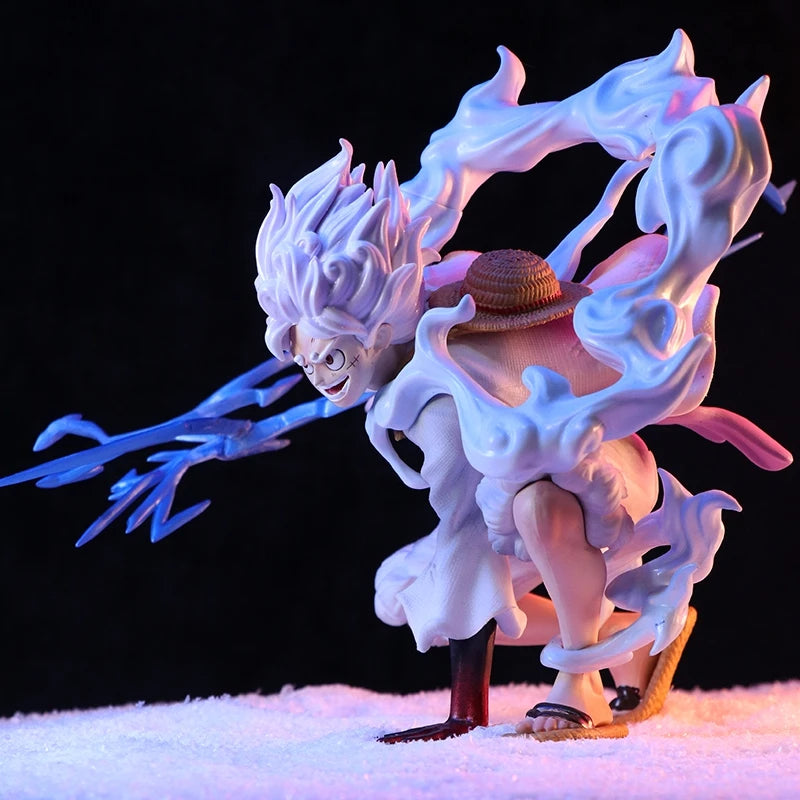 19cm Anime Luffy One Piece Figure Nika Luffy Gear 5th Action Figure Gear 5 Sun God Pvc Figurine Gk Statue Model Decoration Toys