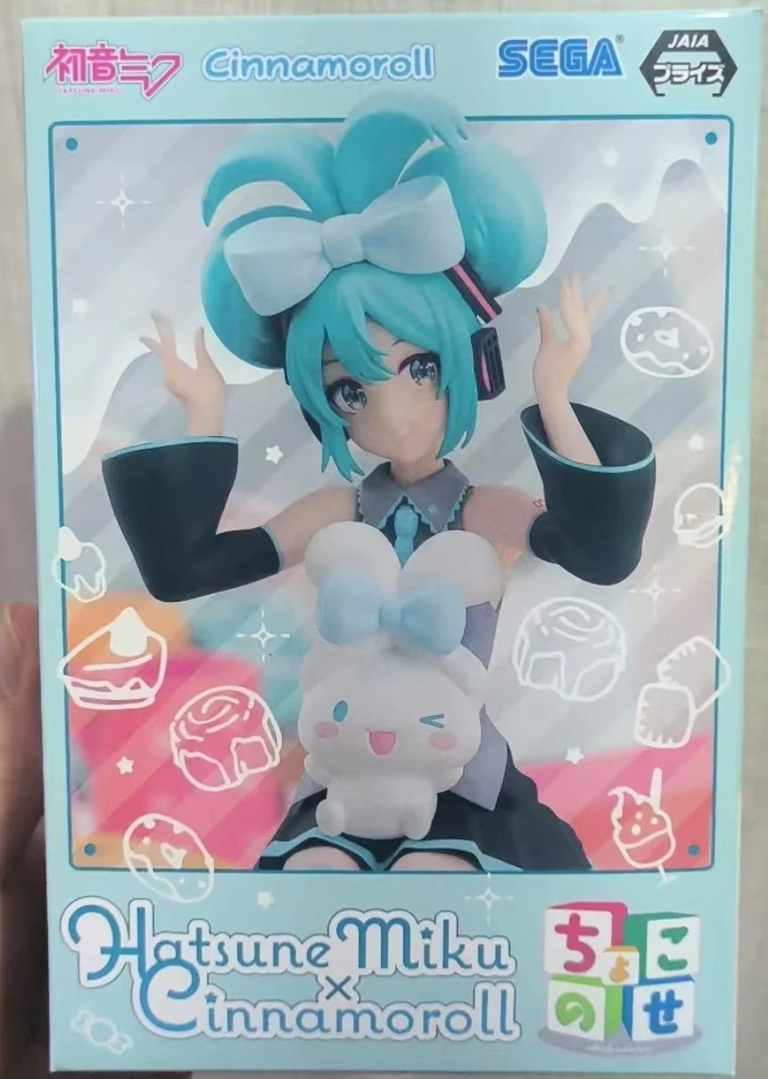 Original SEGA Hatsune Miku Cinnamoroll Anime Figure Noddle Stopper Toy Action Figure Anime Figure PVC Model Collection Doll Gift