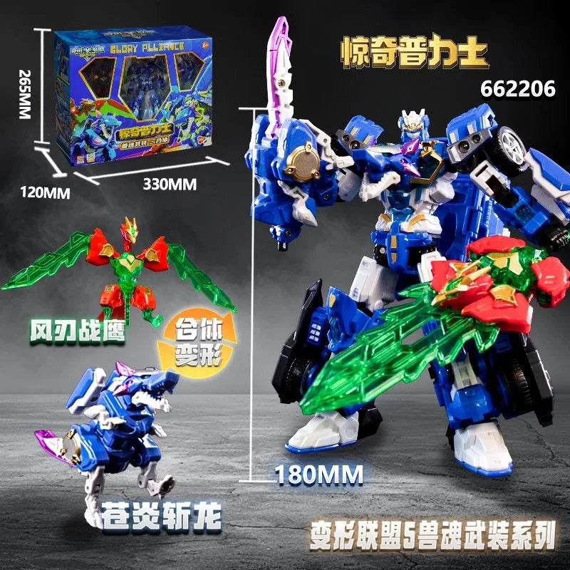 New Glory Alliance 5 Gold Transforming Robot Shapeshifting League Toys The War of Fierce Beasts Combined Deformed Vehicle Figure