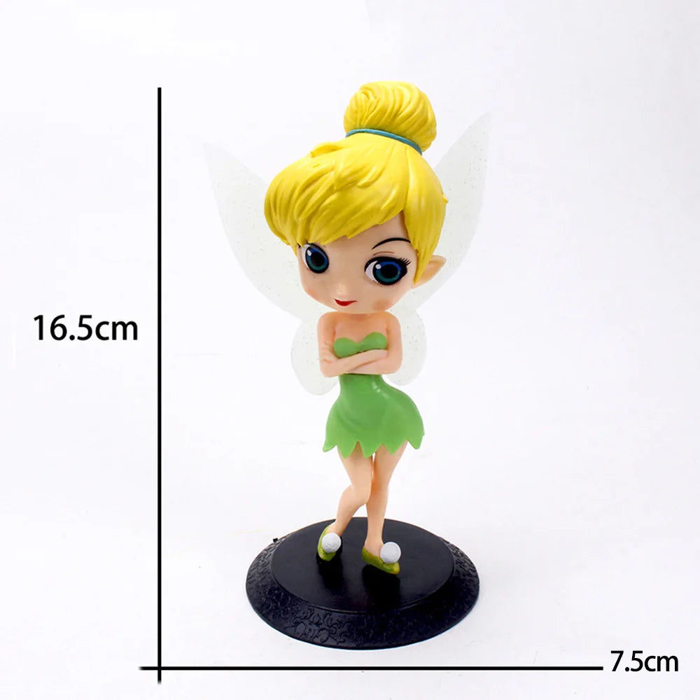 Disney Kawaii Q Posket Princess Tinker Bell Figure GK Model Toys Cake Decor Fashion Doll Gifts Home Ornament Birthday Gift