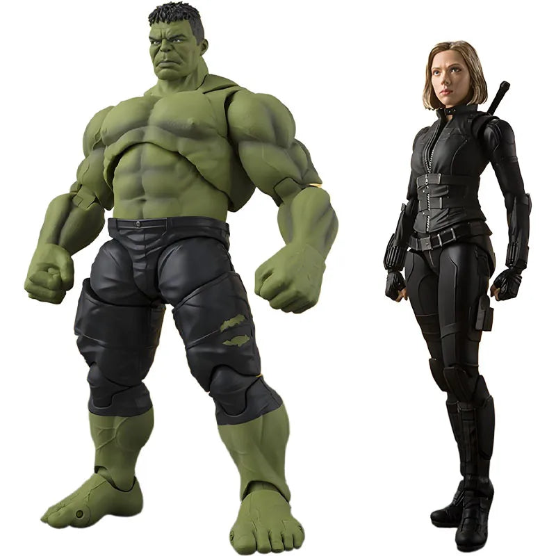 BANDAI Original S.H.Figuarts Avengers:Infinity War Hulk&Black Widow Armor Figures Toys for Boys Christmas Gift Collectible Model