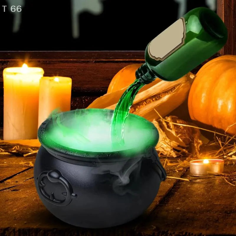 Party Horror Props Witch's Cauldron With Magical Bottles & Fog Maker, Floating Potion DIY, Halloween Decorations Indoor