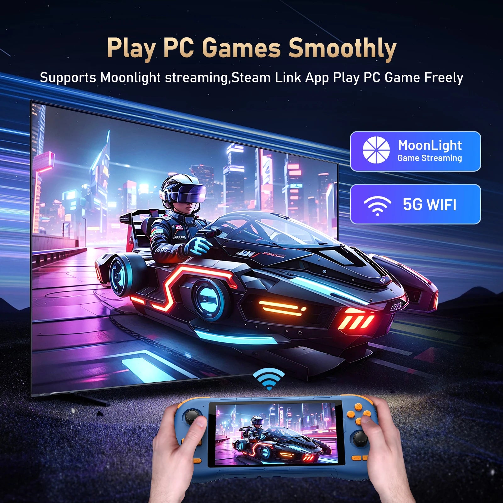 BOYHOM K56 Handheld Game Console 5.5-inch large screen,android 14,downloading games from the Google Store