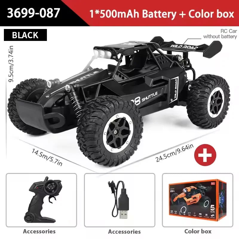 RC-Geländewagen im Maßstab 1:16, schnelles RC-Geländewagen, 20 km/h, Hochgeschwindigkeits-Elektrofahrzeug mit 2WD und 2,4-G-Fernbedienung, Monstertruck