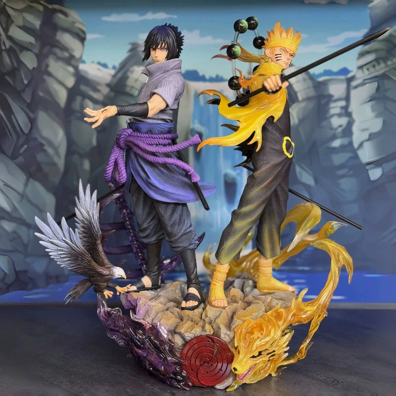 27cm Anime Uchiha Sasuke Statue Naruto Fighting Figurs GK Uzumaki Figures Shippuden Model PVC Collection Model Perimeter Toys